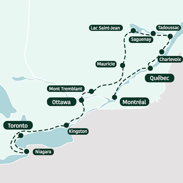 Itineraire de 3 semaines en camping-car au Québec et en Ontario