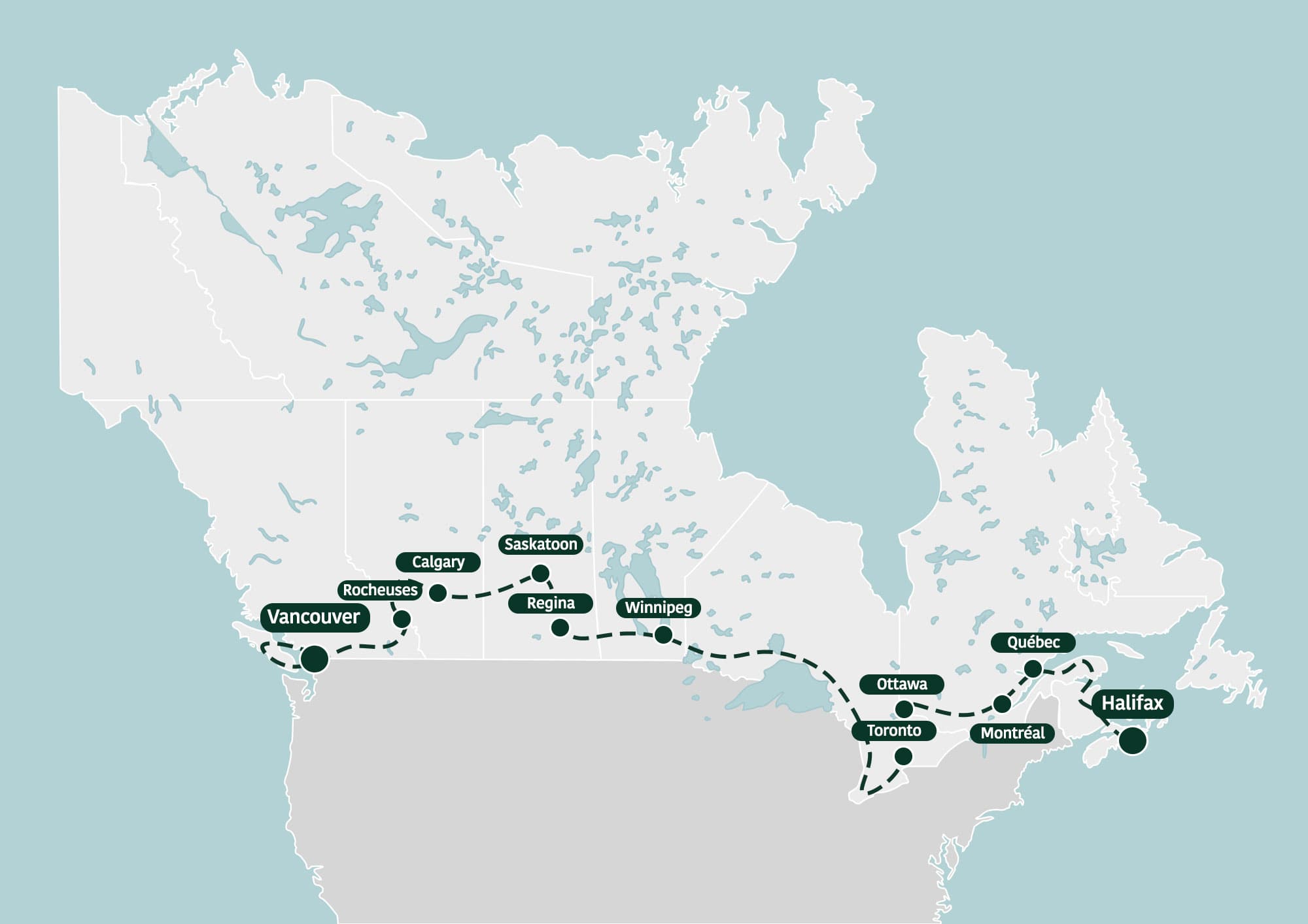 Carte Traversée du Canada en Camping-Car