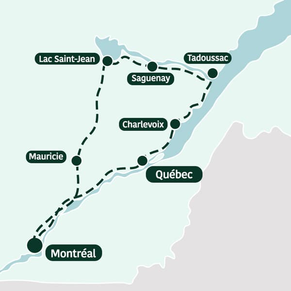 Carte Les incontournables du Québec en 2 semaines